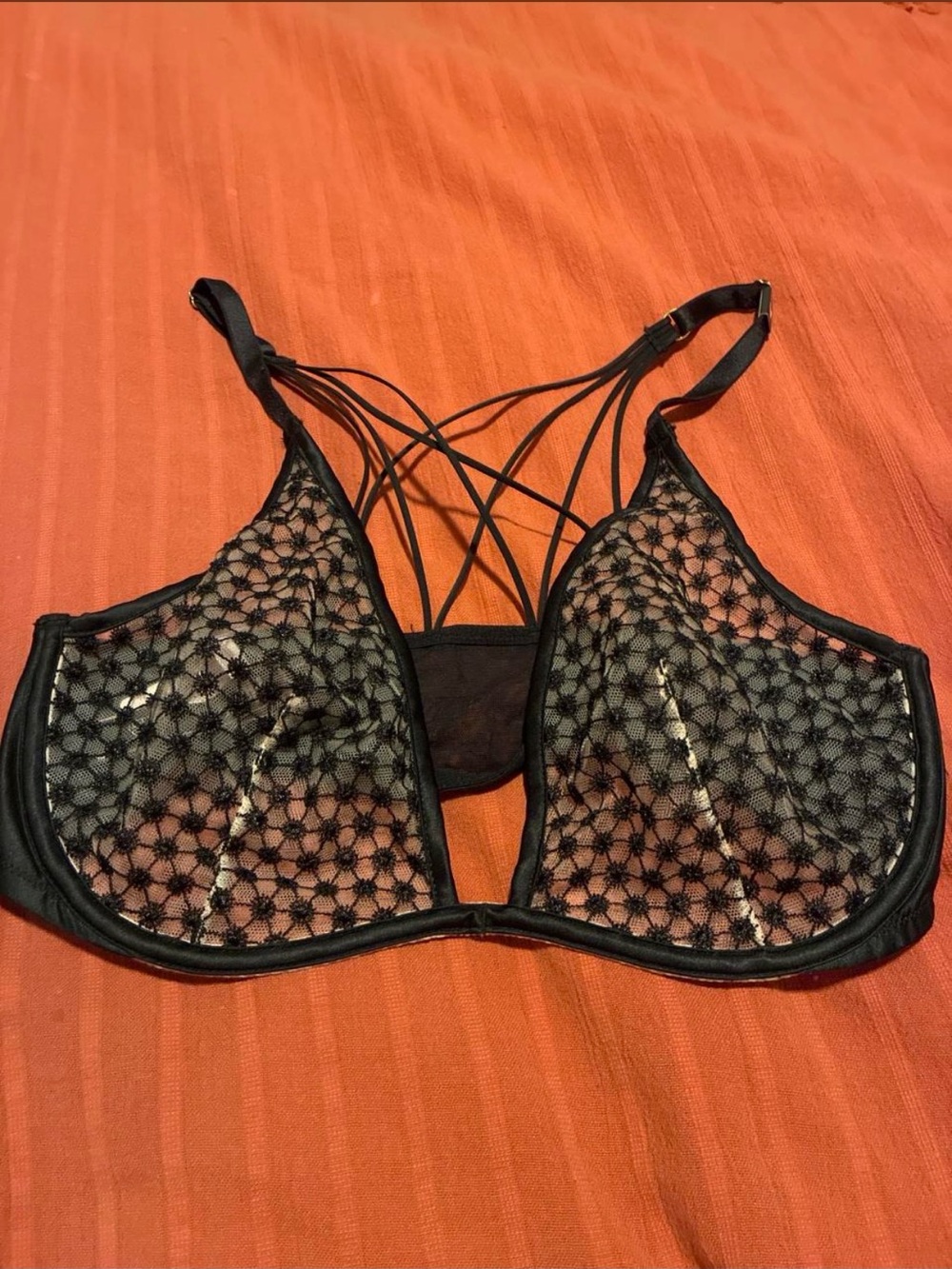 Victoria's Secret Black Sheer Lace Strappy Bralette